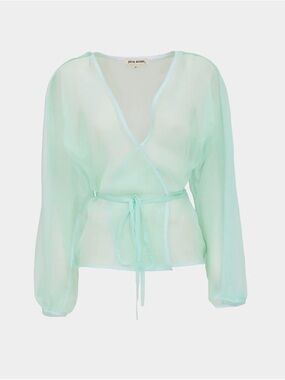 Julia Allert Mint Sheer Wrap Blouse